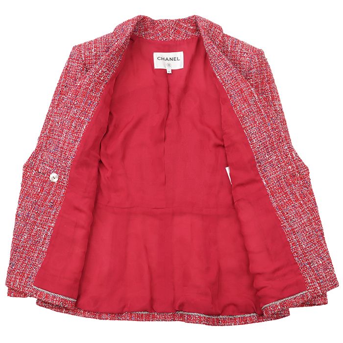 Chanel Fancy Tweed Tailored Jacket with Pearl Logo Button