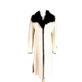 CHANEL Tweed Long Coat Bicolour Fur Collar Size 40