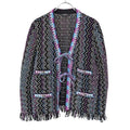 Chanel 21P CC Button Tweed Fringe Cardigan