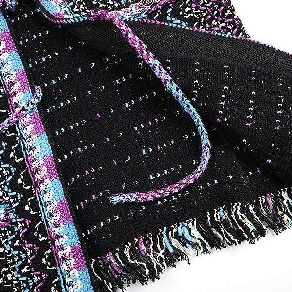 Chanel 21P CC Button Tweed Fringe Cardigan