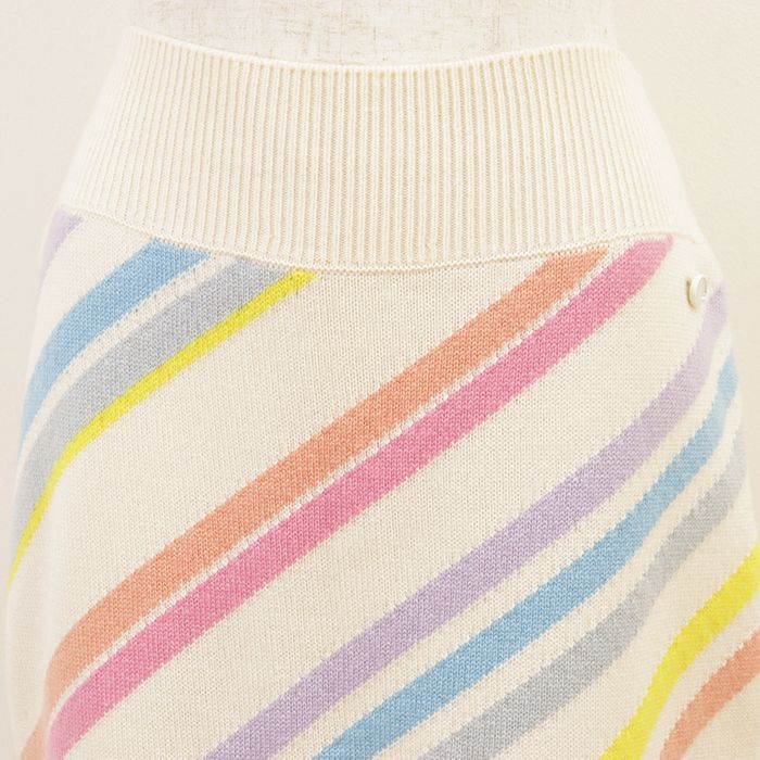 Chanel Cashmere Knit Skirt Multicolour Rainbow Stripe