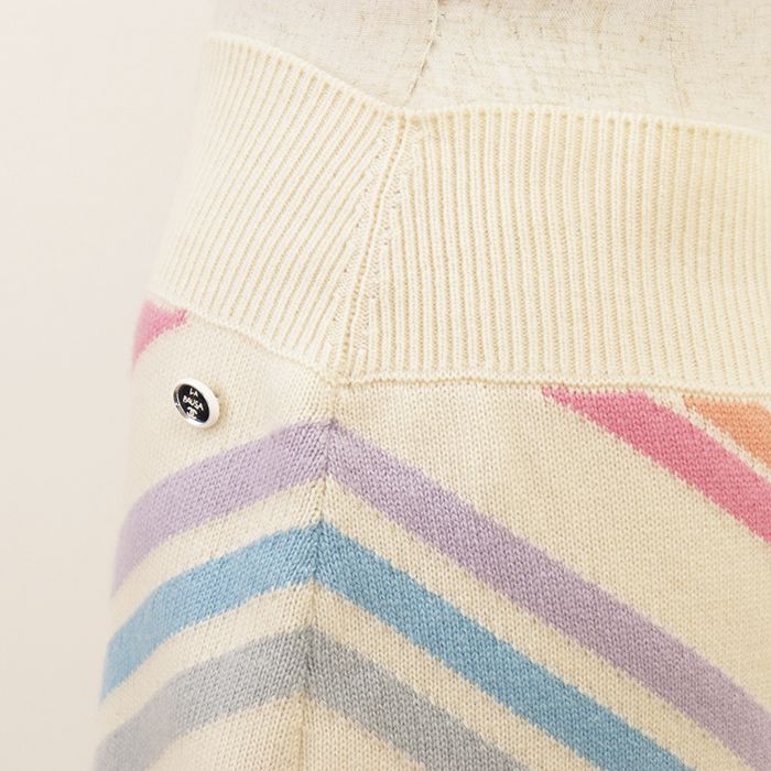 Chanel Cashmere Knit Skirt Multicolour Rainbow Stripe