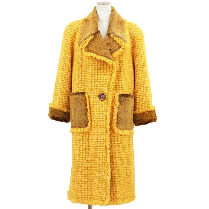 Chanel Vintage Tweed Coat with Rabbit Lining