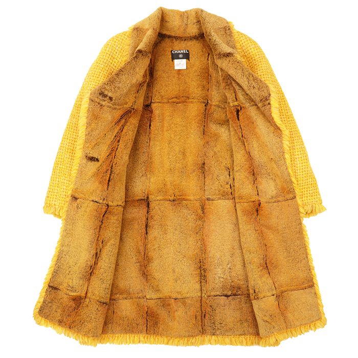 Chanel Vintage Tweed Coat with Rabbit Lining