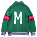 GUCCI ABCDEFGUCCI レタリング ケーブルニット ジップアップ ボンバージャケット グリーン Sサイズ
