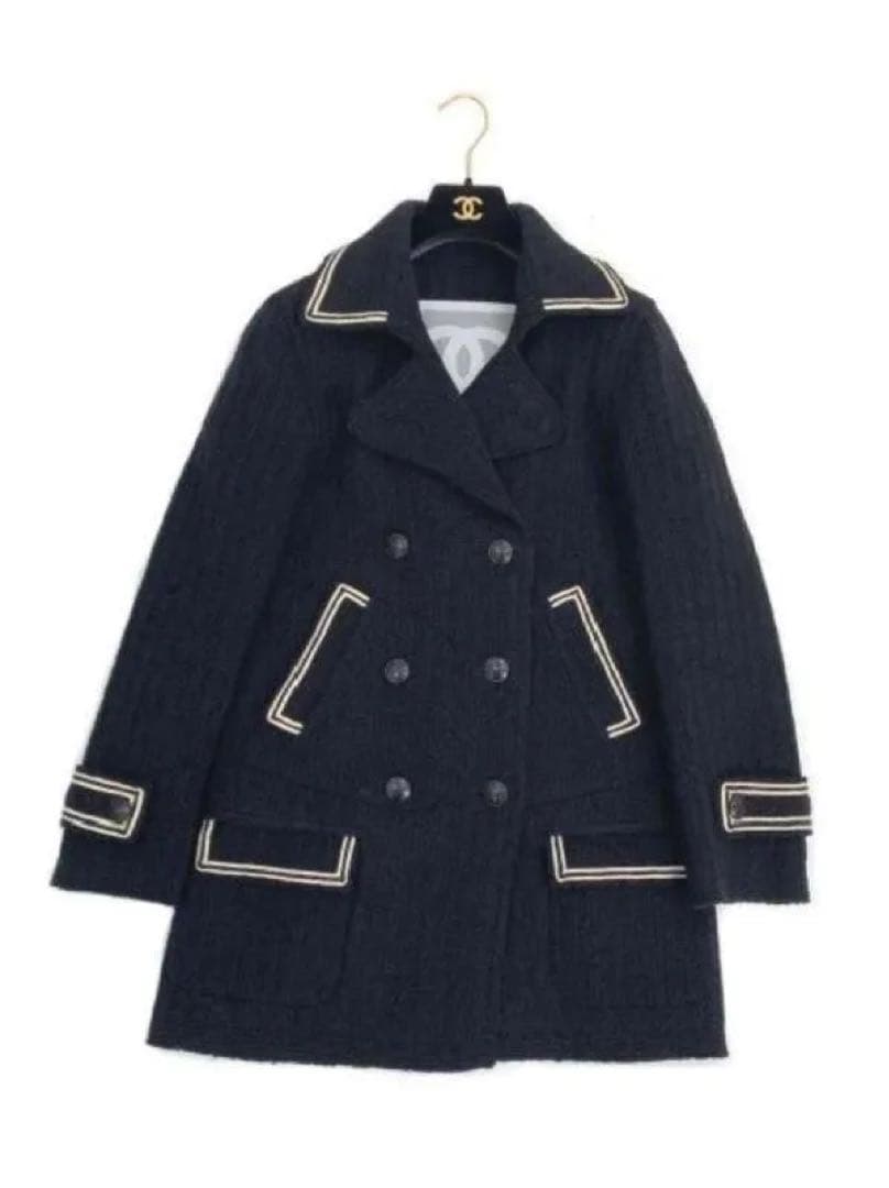 CHANEL 07A Coco Mark Button Sports Line Peacoat Blouson Size 38