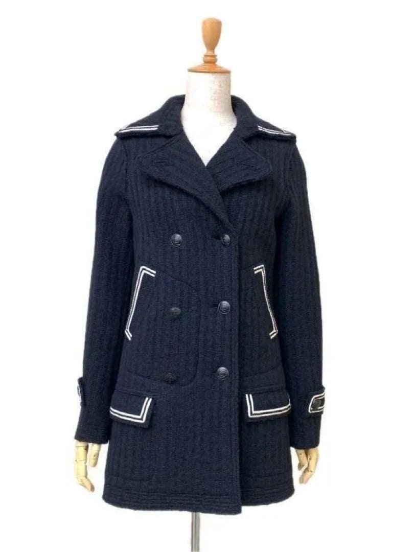 CHANEL 07A Coco Mark Button Sports Line Peacoat Blouson Size 38