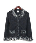 CHANEL P39892 Alpaca Cashmere No-Collar Jacket Size 36