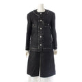 CHANEL 22AW P73114 Tweed Coco Button No-Collar Jacket Coat Black Size 36
