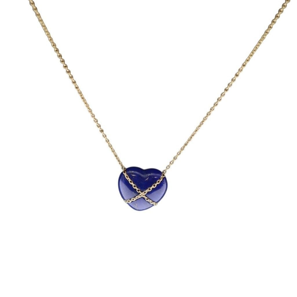 Tiffany & Co. K14 Lapis Lazuli Heart Necklace