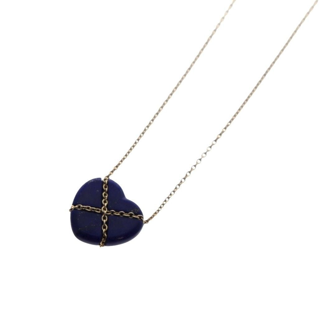Tiffany & Co. K14 Lapis Lazuli Heart Necklace