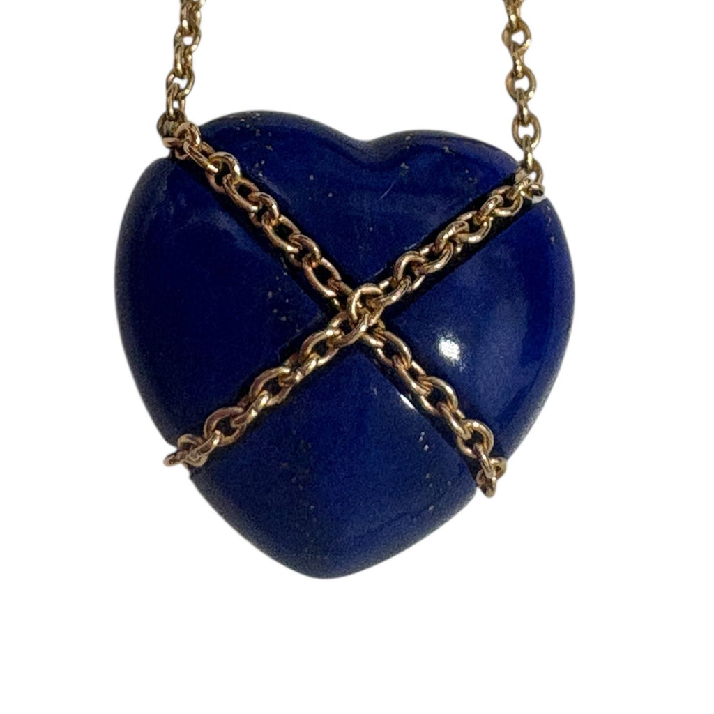 Tiffany & Co. K14 Lapis Lazuli Heart Necklace