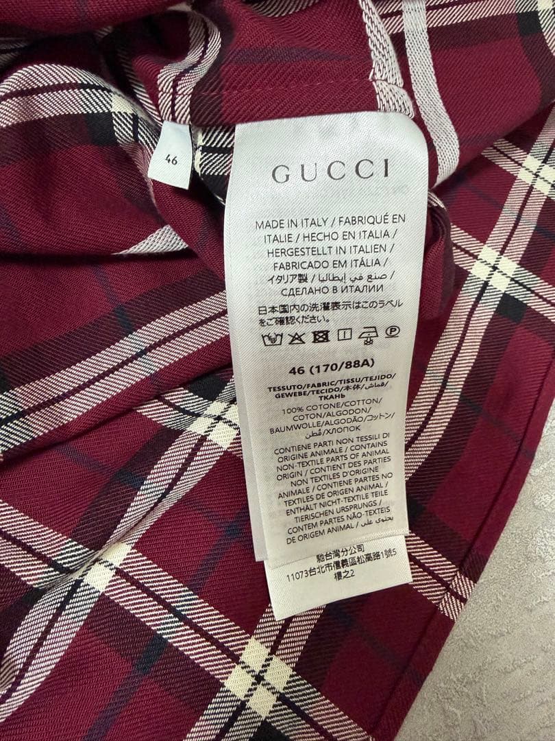Gucci 26SS Tartan Check Shirt 852895 Size 46