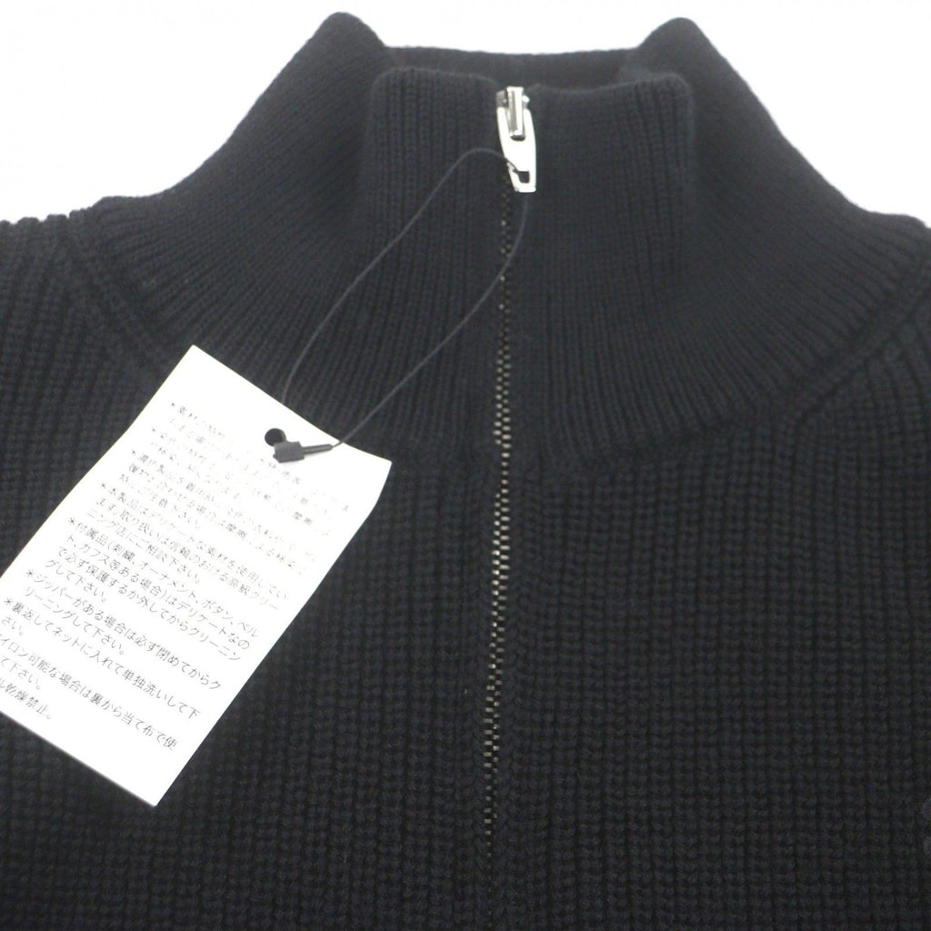 CELINE 25SS Triomphe Embroidery Half-Zip Tracker Knit Pullover Black M