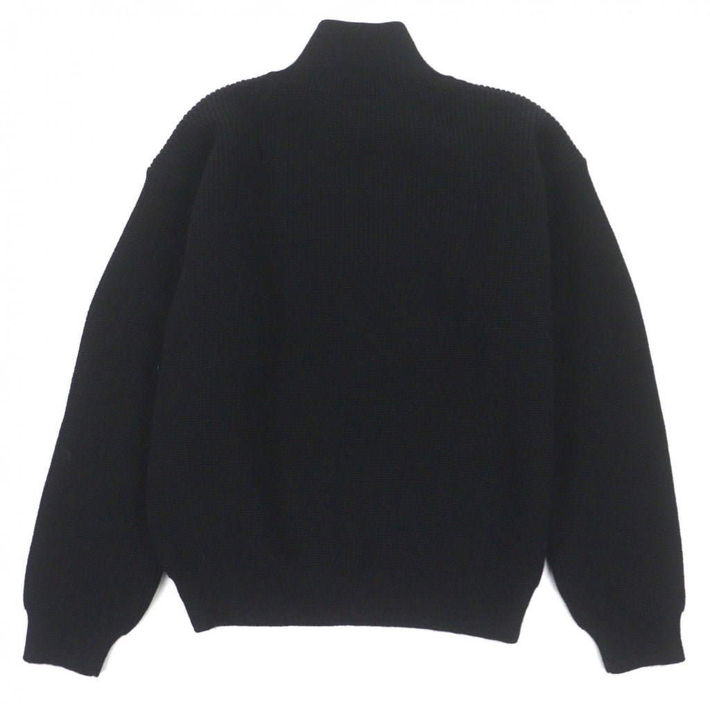 CELINE 25SS Triomphe Embroidery Half-Zip Tracker Knit Pullover Black M