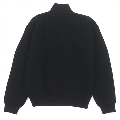 CELINE 25SS Triomphe Embroidery Half-Zip Tracker Knit Pullover Black M