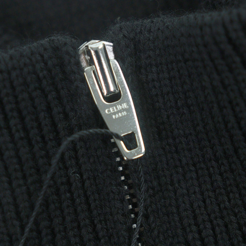 CELINE 25SS Triomphe Embroidery Half-Zip Tracker Knit Pullover Black M