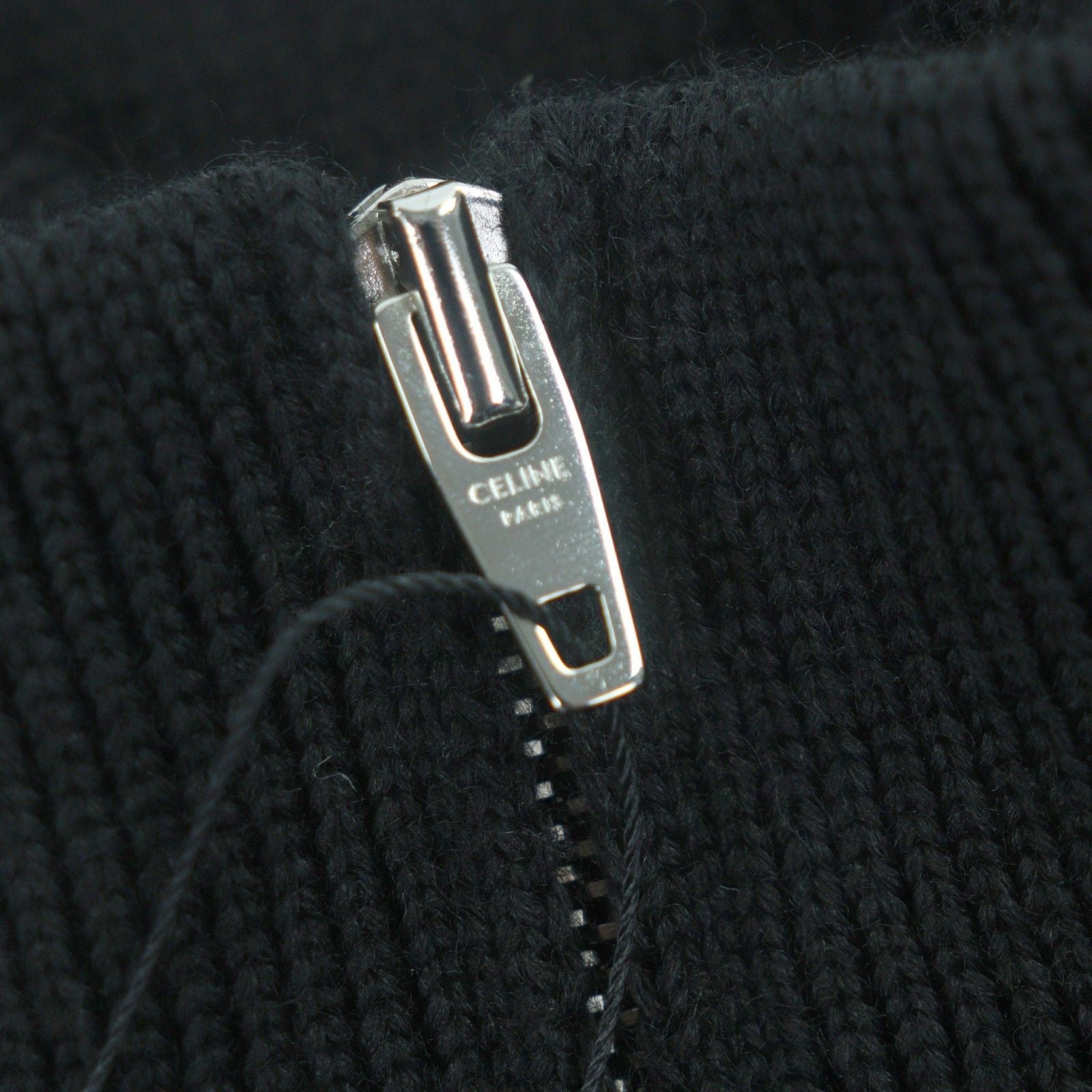CELINE 25SS Triomphe Embroidery Half-Zip Tracker Knit Pullover Black M