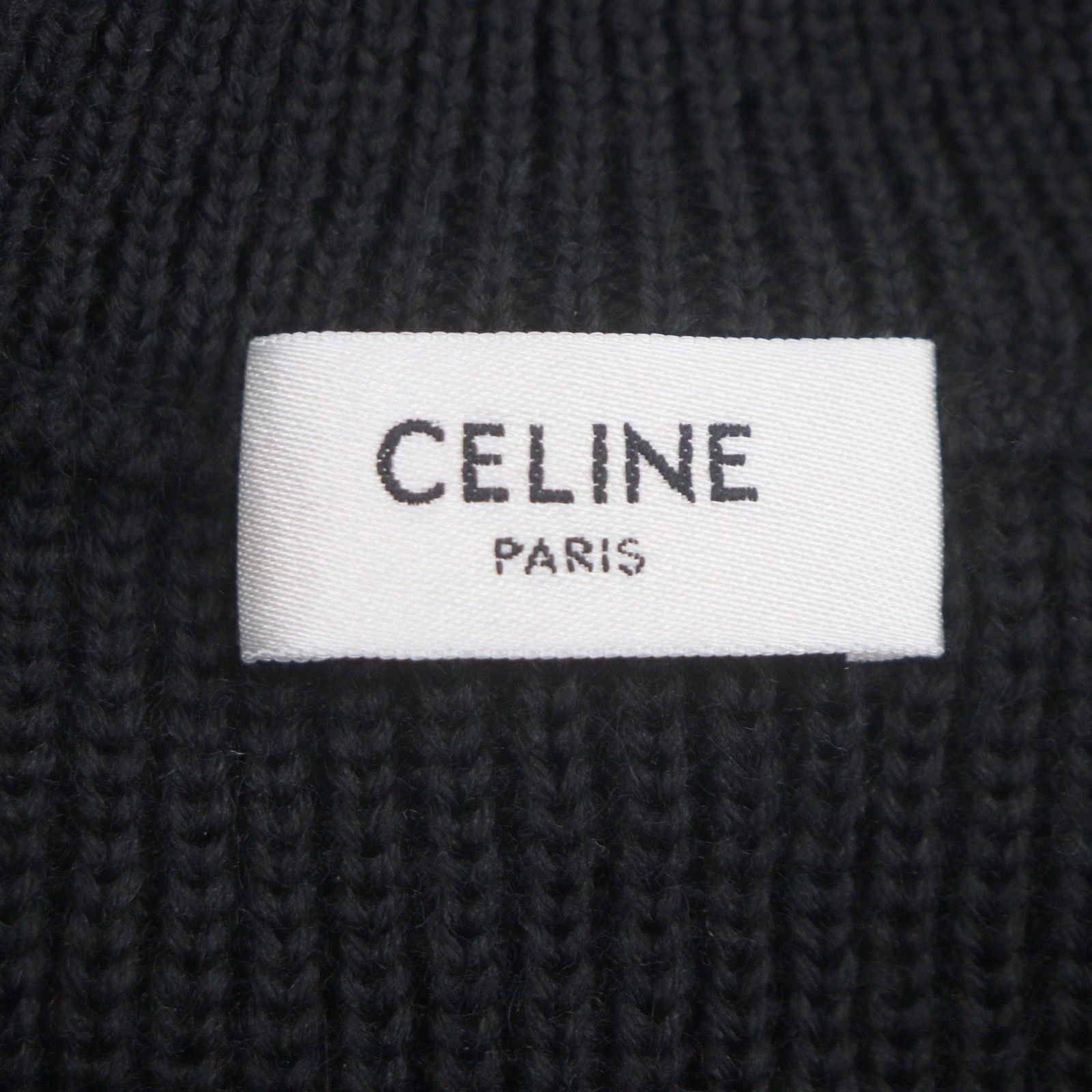 CELINE 25SS Triomphe Embroidery Half-Zip Tracker Knit Pullover Black M