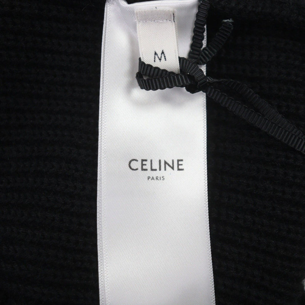 CELINE 25SS Triomphe Embroidery Half-Zip Tracker Knit Pullover Black M