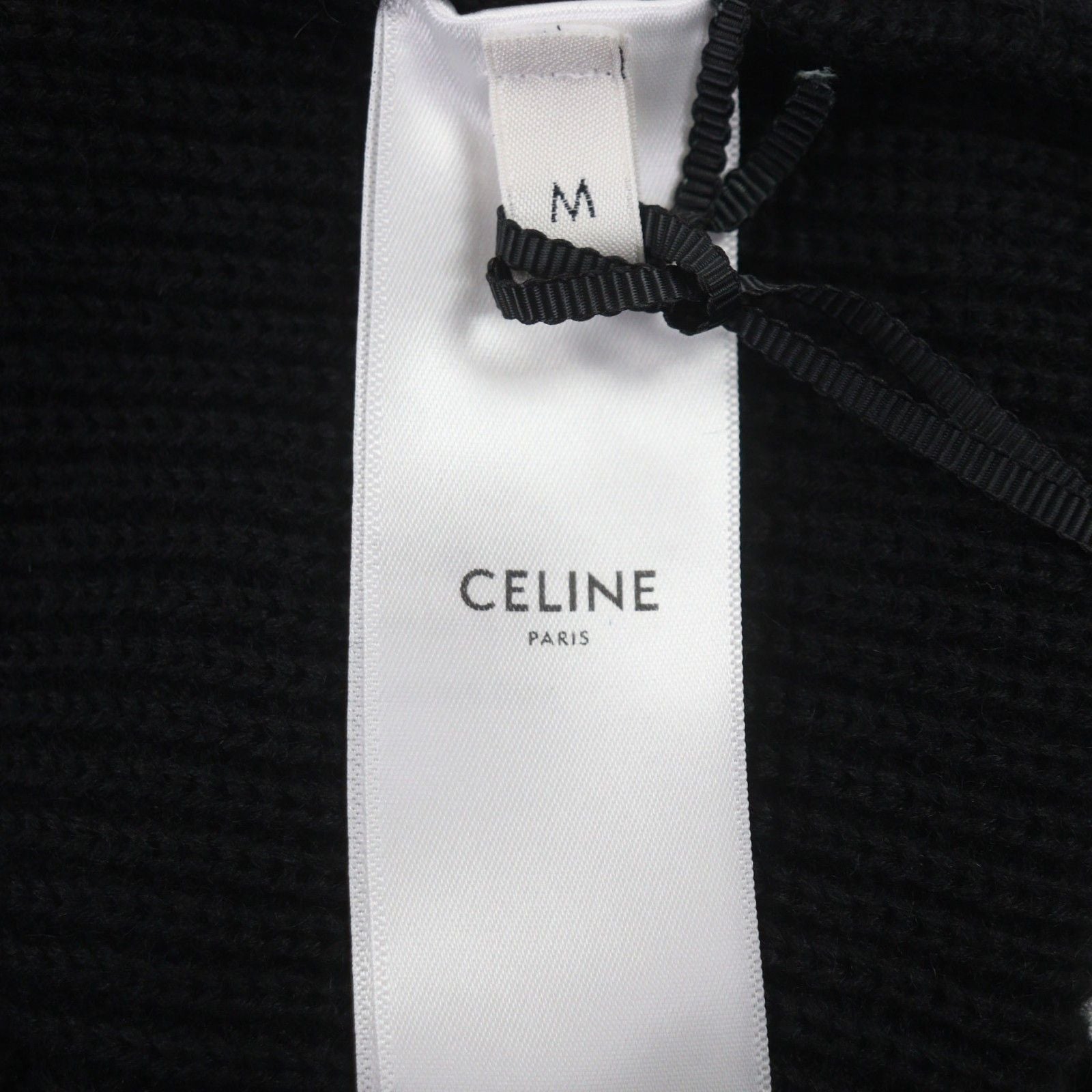 CELINE 25SS Triomphe Embroidery Half-Zip Tracker Knit Pullover Black M