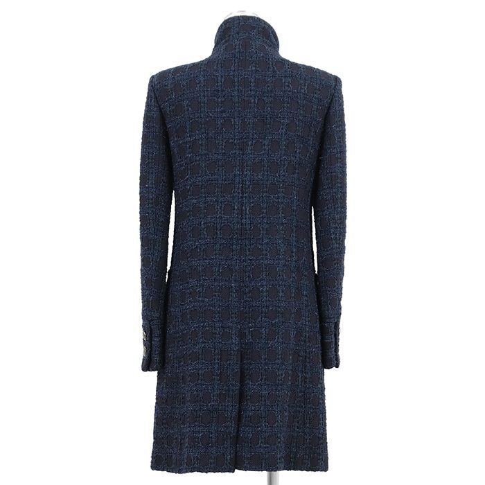 Chanel Tweed Shimmer Zip-Up Long Coat P50242 Size 36