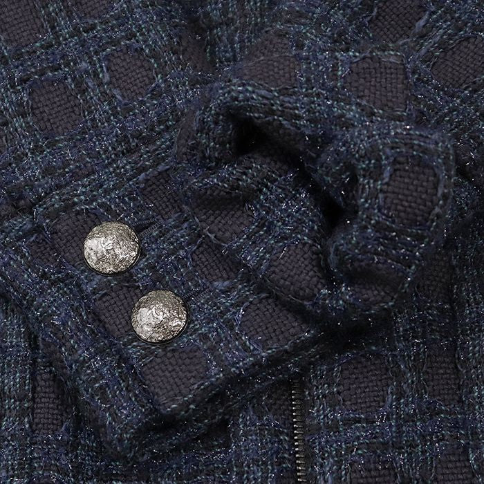 Chanel Tweed Shimmer Zip-Up Long Coat P50242 Size 36