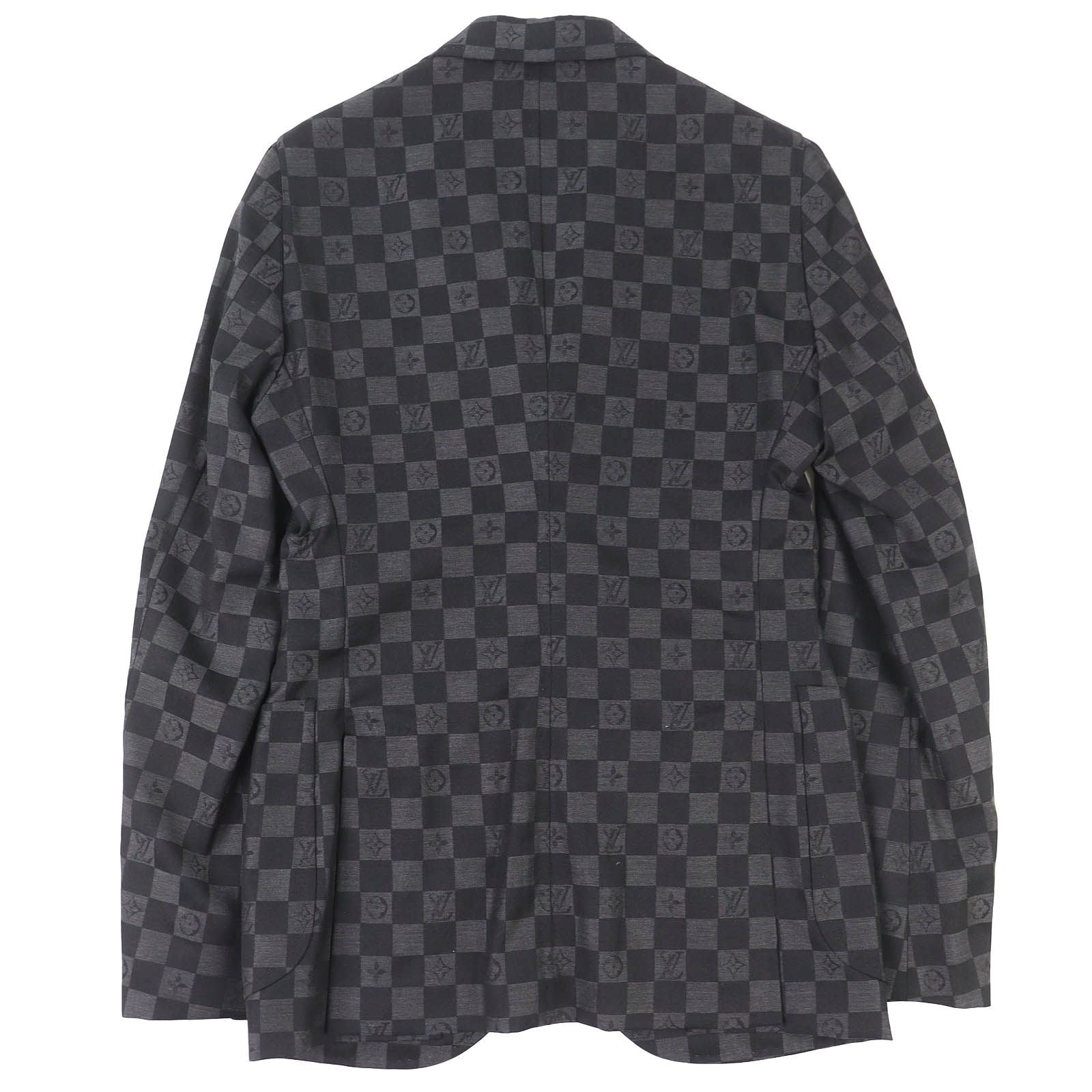 LOUIS VUITTON 23SS ダミエ ナポリターナ シングルテーラードジャケット グレー ブラック サイズ44
