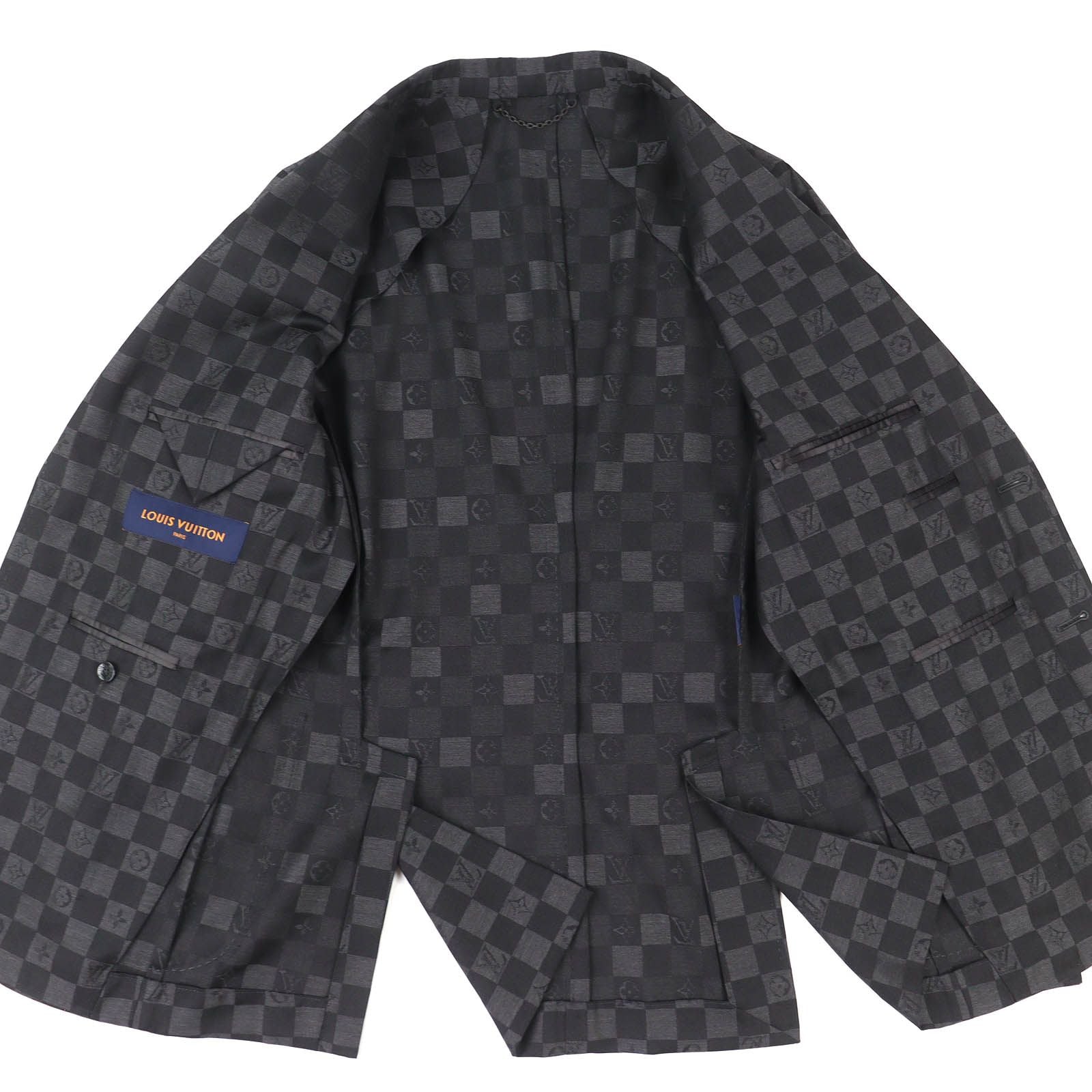 LOUIS VUITTON 23SS ダミエ ナポリターナ シングルテーラードジャケット グレー ブラック サイズ44