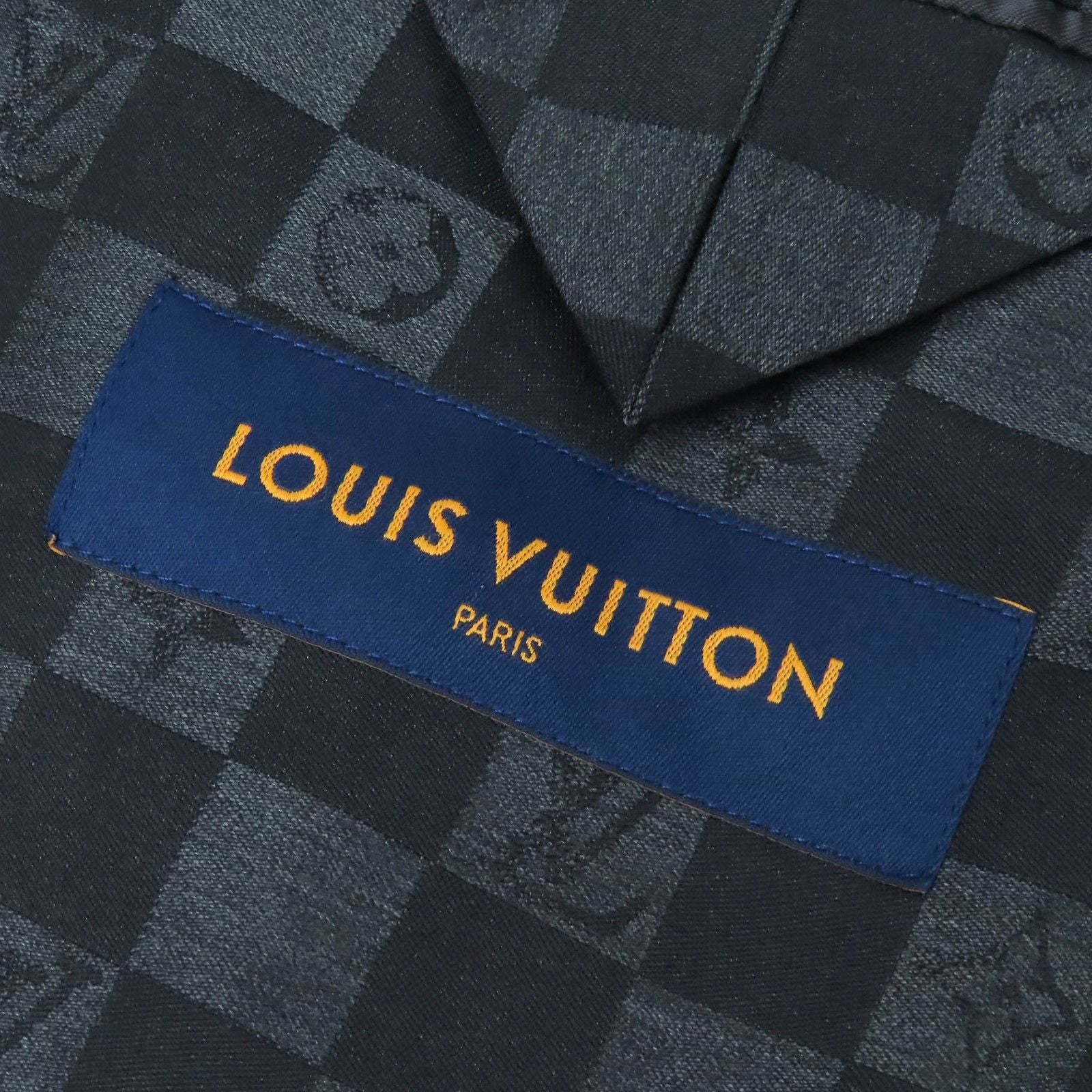 LOUIS VUITTON 23SS ダミエ ナポリターナ シングルテーラードジャケット グレー ブラック サイズ44