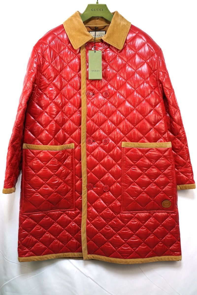 Gucci Double-Breasted Quilted Coat 731360 Size 46