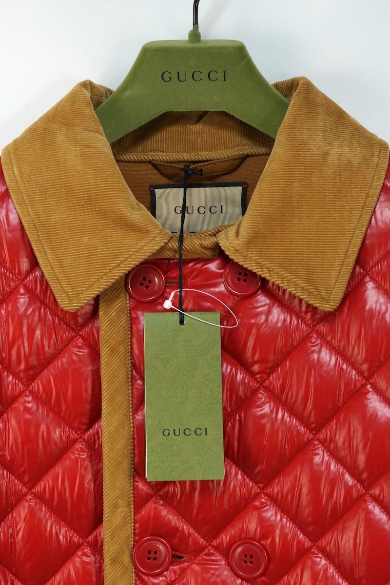 Gucci Double-Breasted Quilted Coat 731360 Size 46