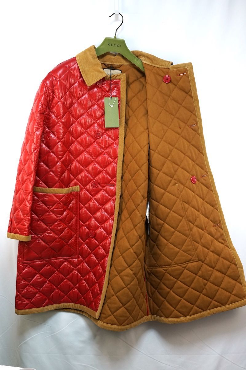 Gucci Double-Breasted Quilted Coat 731360 Size 46