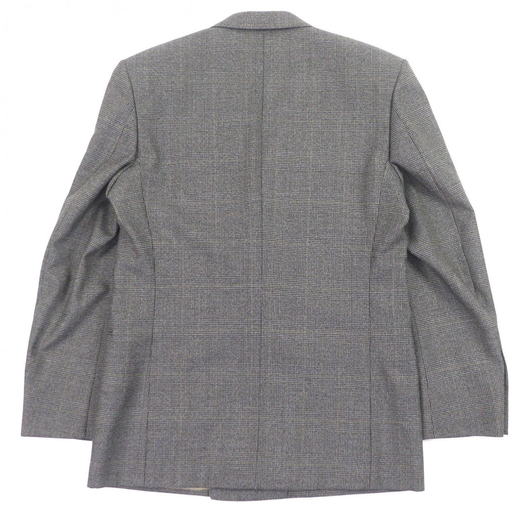 GUCCI 568762 Wool Check Double Breasted Tailored Jacket Brown Size 48