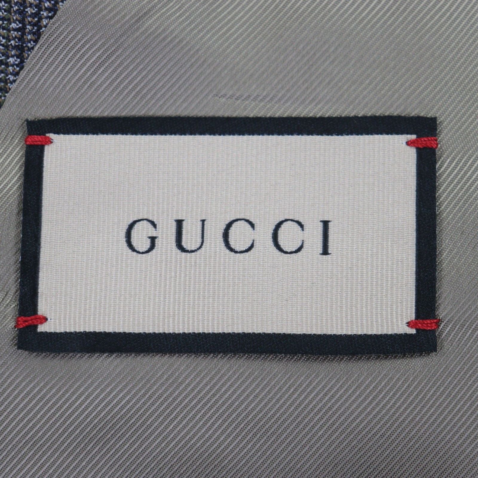 GUCCI 568762 Wool Check Double Breasted Tailored Jacket Brown Size 48