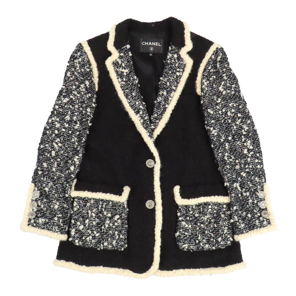 Chanel Coco Mark Tweed Panelled Jacket P62308V45445 Size 36