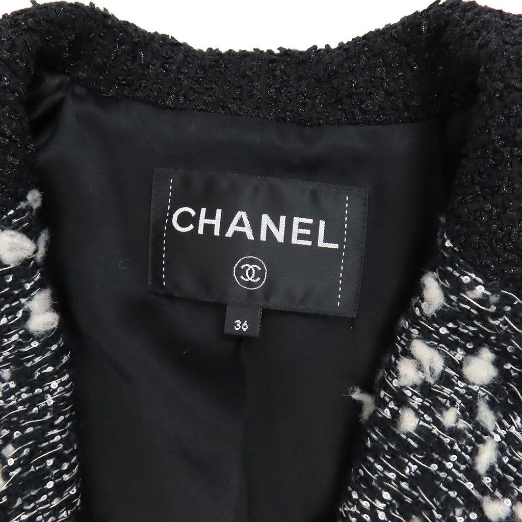 Chanel Coco Mark Tweed Panelled Jacket P62308V45445 Size 36