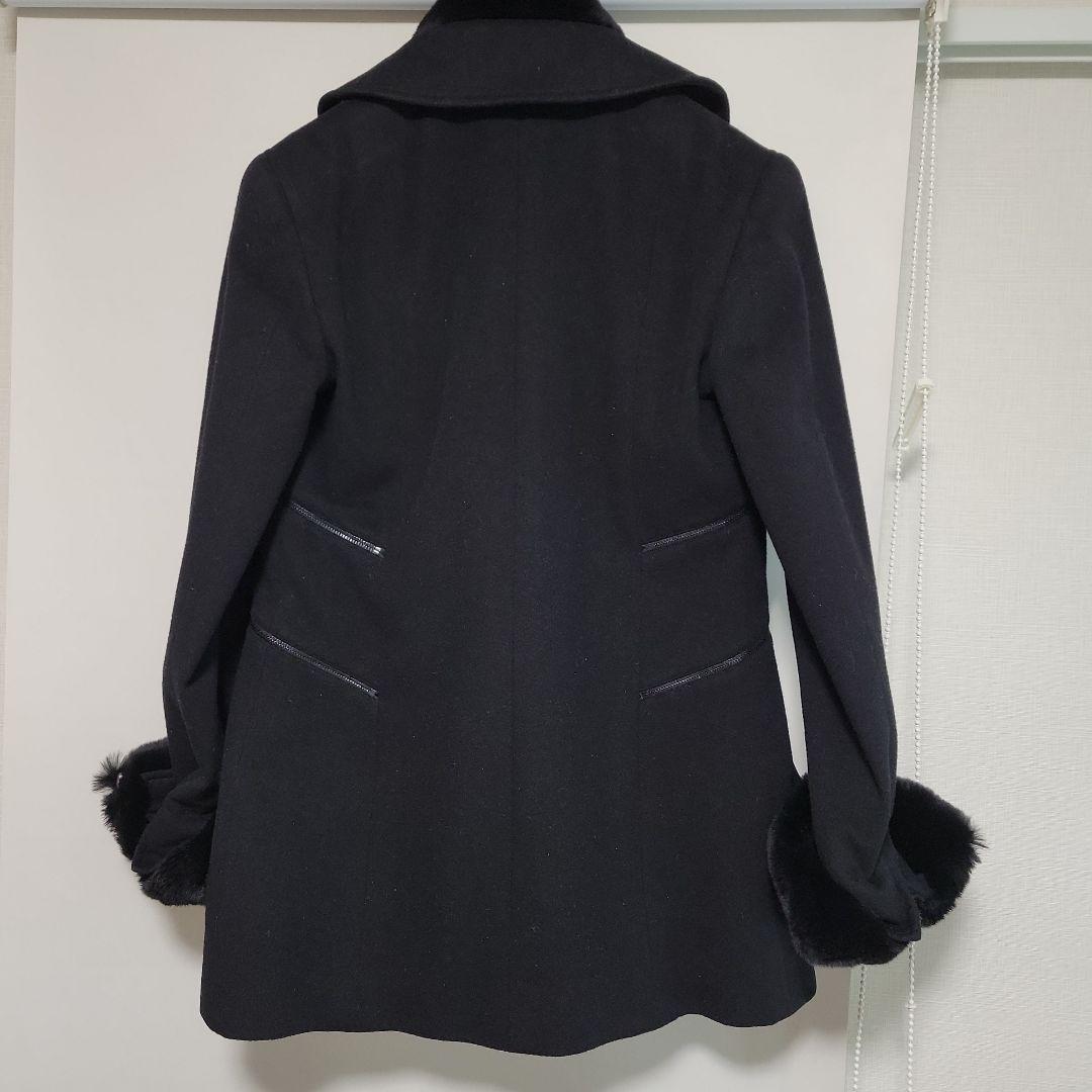 CHANEL Rabbit Fur Trim Cashmere Coat Size 38