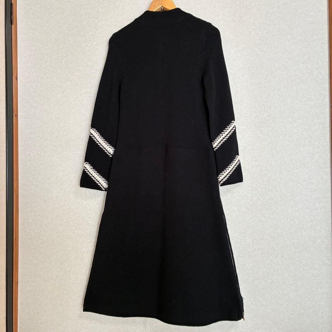 CHANEL CC Logo Cashmere Long Coat Black Size 34