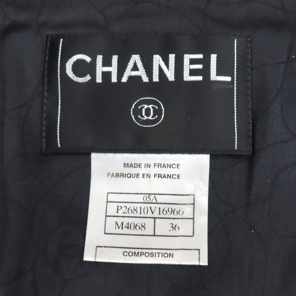 Chanel Coco Mark Tweed Zip-Up Coat Camellia P26810V16966 Size 36