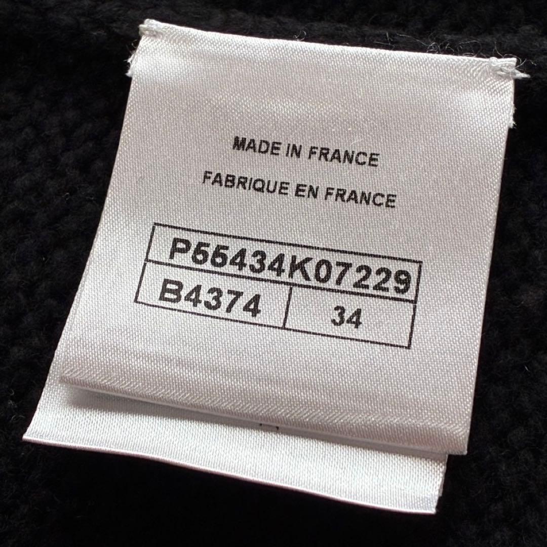 CHANEL CC Logo Cashmere Long Coat Black Size 34