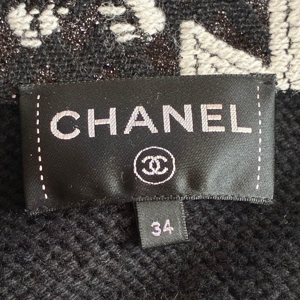 CHANEL CC Logo Cashmere Long Coat Black Size 34
