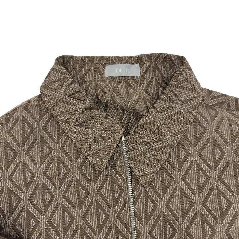 Christian Dior CD Diamond Zip-Up Blouson 29TC513A5583 Brown Polyester Men's Size 48