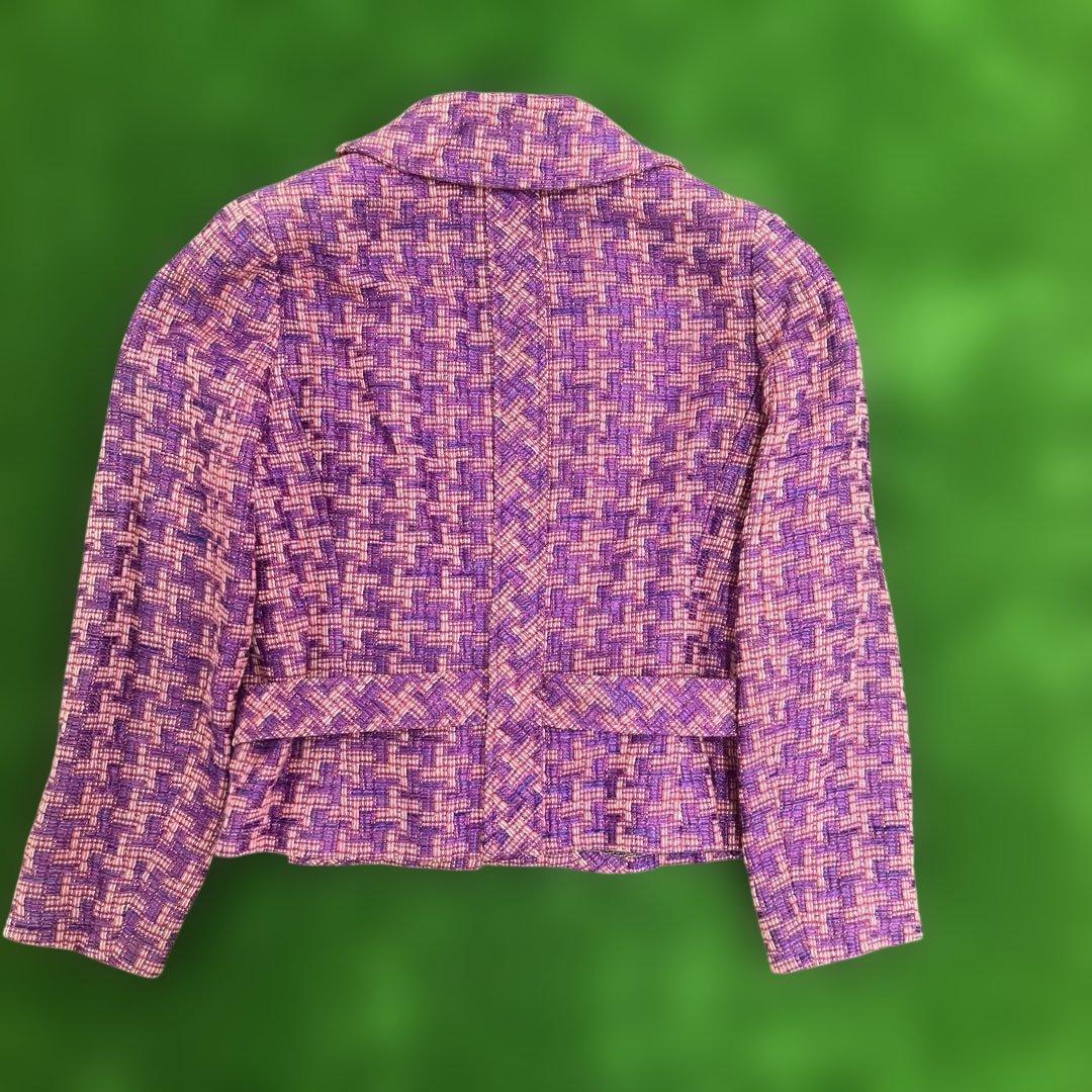 CHANEL 01P Tweed Jacket Purple Size 38