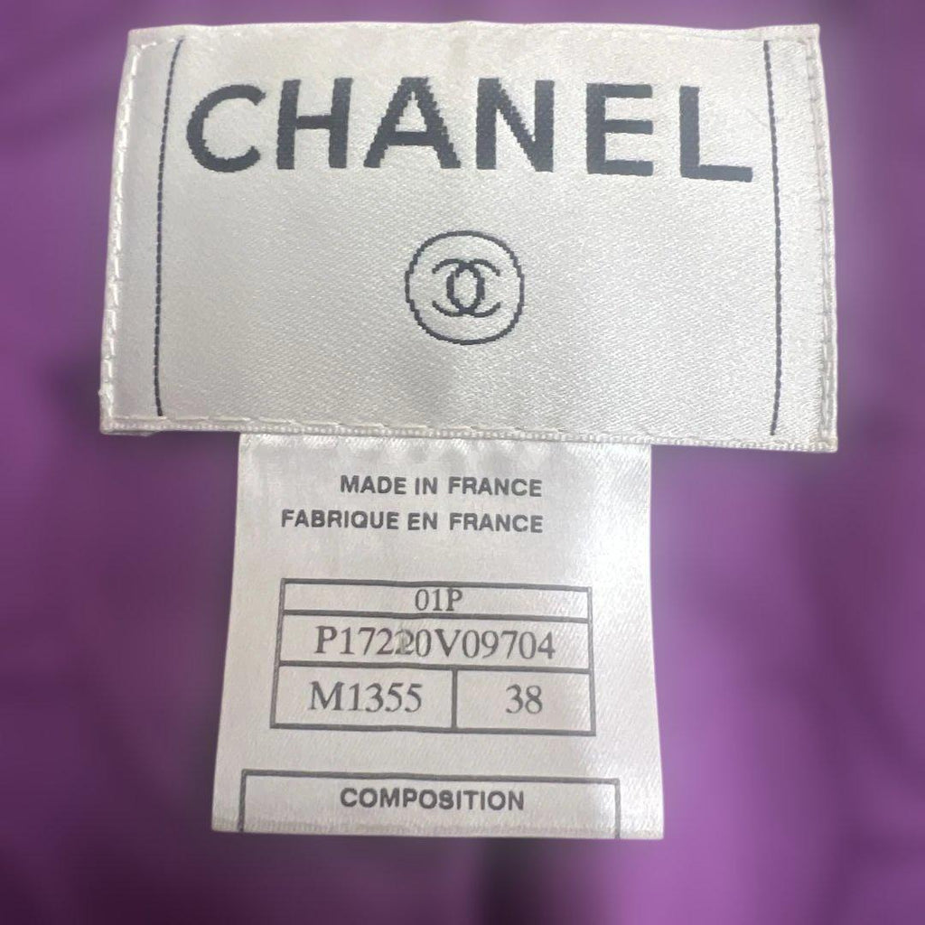 CHANEL 01P Tweed Jacket Purple Size 38