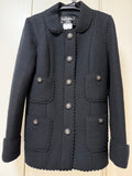 CHANEL Wool Jacket Black Size 38