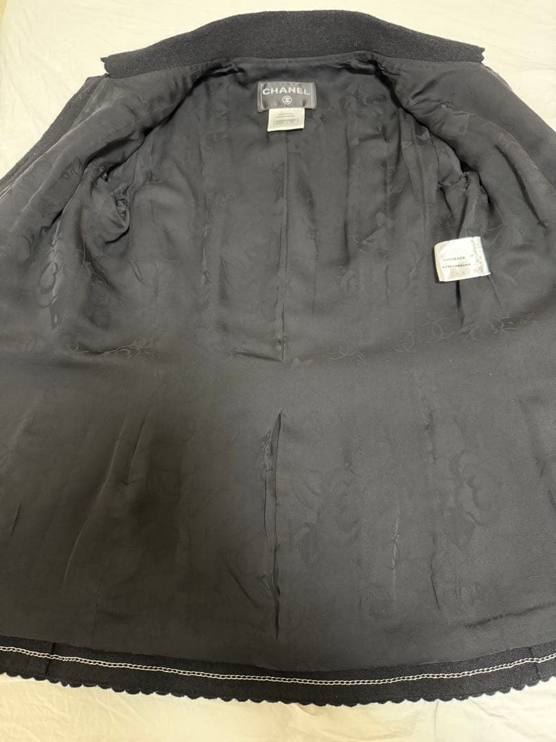 CHANEL Wool Jacket Black Size 38