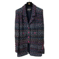 CHANEL CC Logo Button Multi Tweed Jacket P55917 Navy Multicolor Size 36