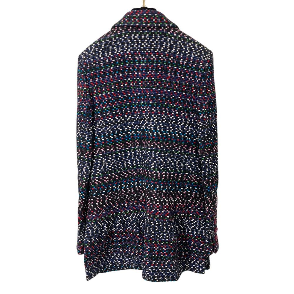 CHANEL CC Logo Button Multi Tweed Jacket P55917 Navy Multicolor Size 36