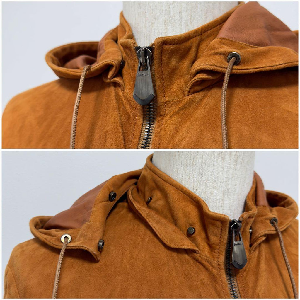 BERLUTI Patine Suede Packable Hoodie Jacket Size 48